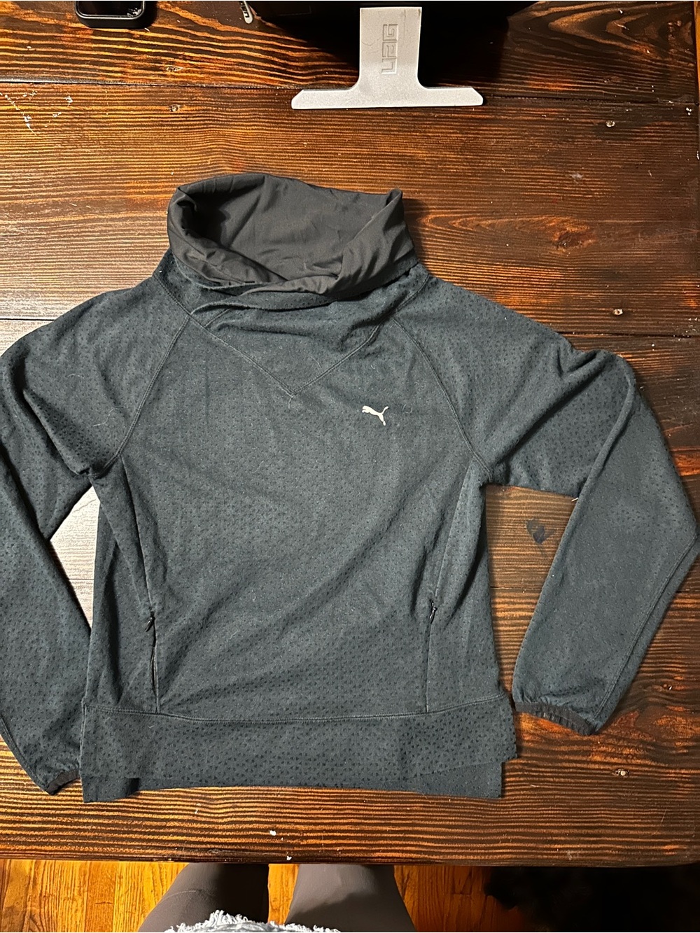 Puma women’s Dark Gray Pullover Performance sweatshirt with Funnel Neck